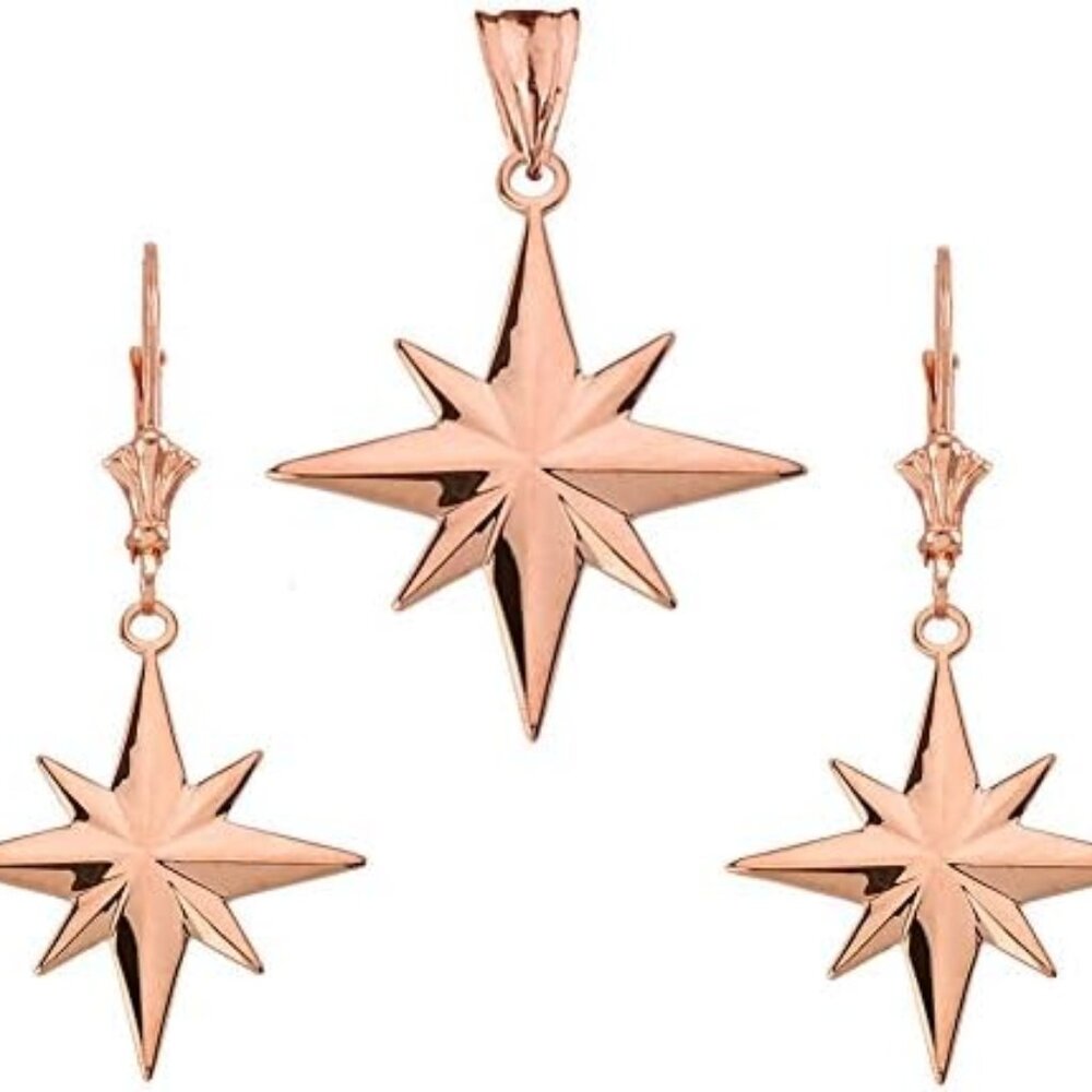 North Star Earrings & Charm Pendant
